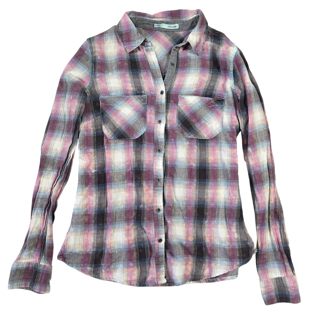 Maurices Womens S Plaid Button Down Shirt Long Sleeve‎ Western Boho Layering Y2k